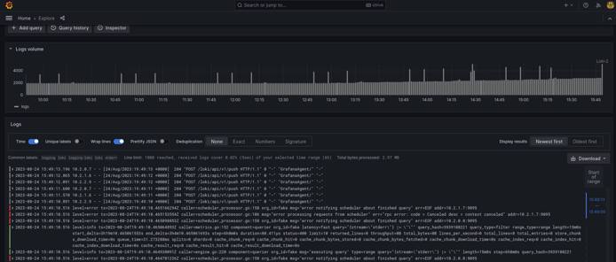 Grafana data stream with field selection criteria example.